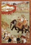 Shah Jahan Riding on an Elephant Accompanied by His Son Dara Shukoh Mughal unknow artist
